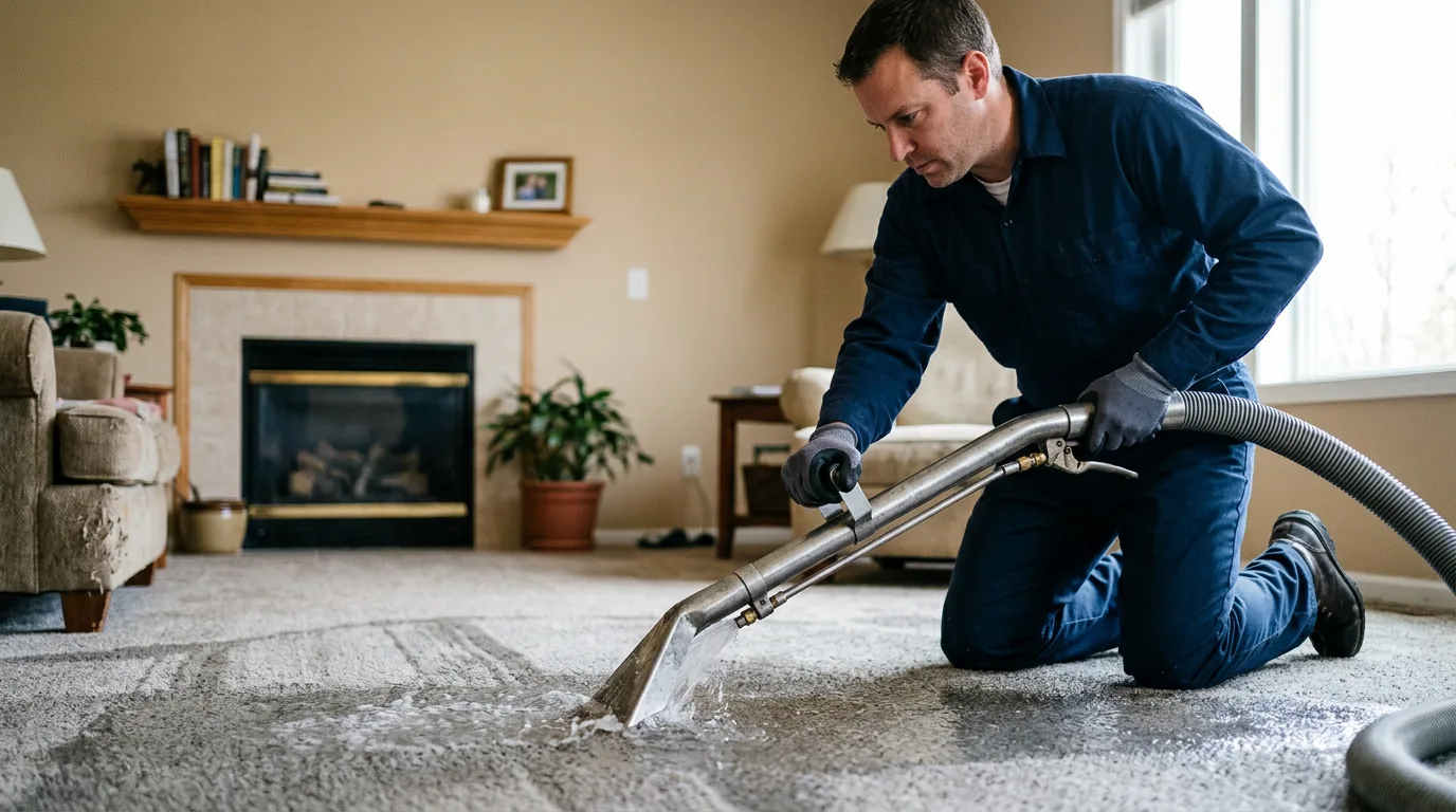 Water damage restoration technician working near Ashland, ME
